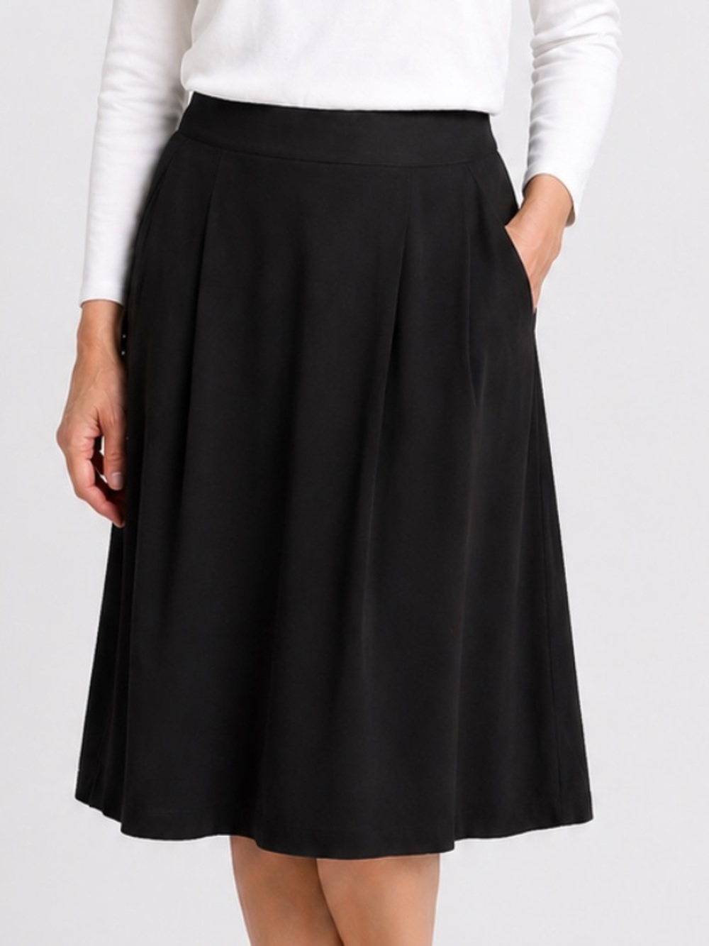 Eileen Fisher A-Line Black Midi Skirt